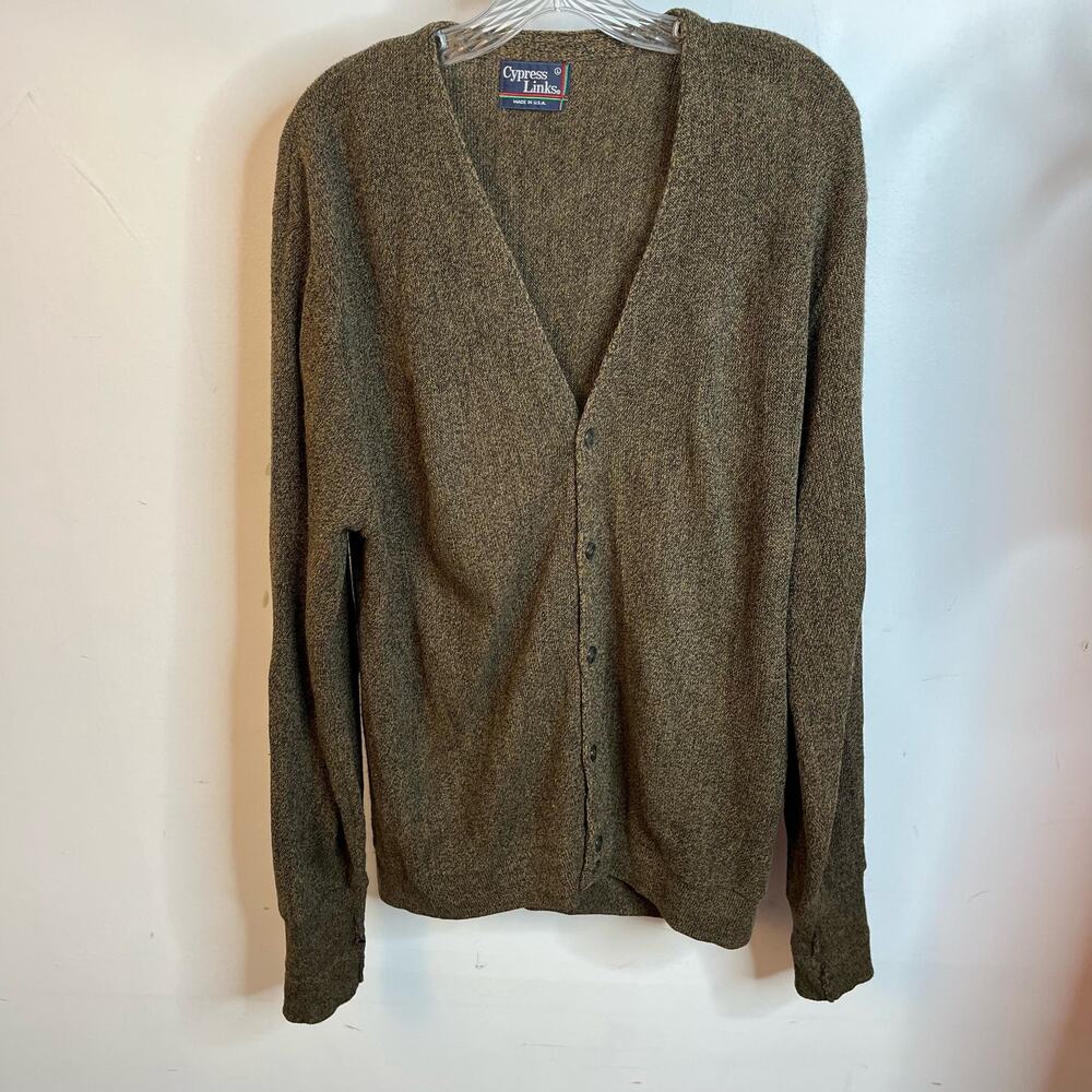 Vintage Cypress Links Cardigan Sweater Large Brown Made USA